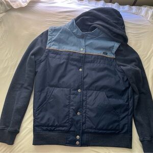 Women’s RVCA Blue Coat Snap Up Size Medium NWOT